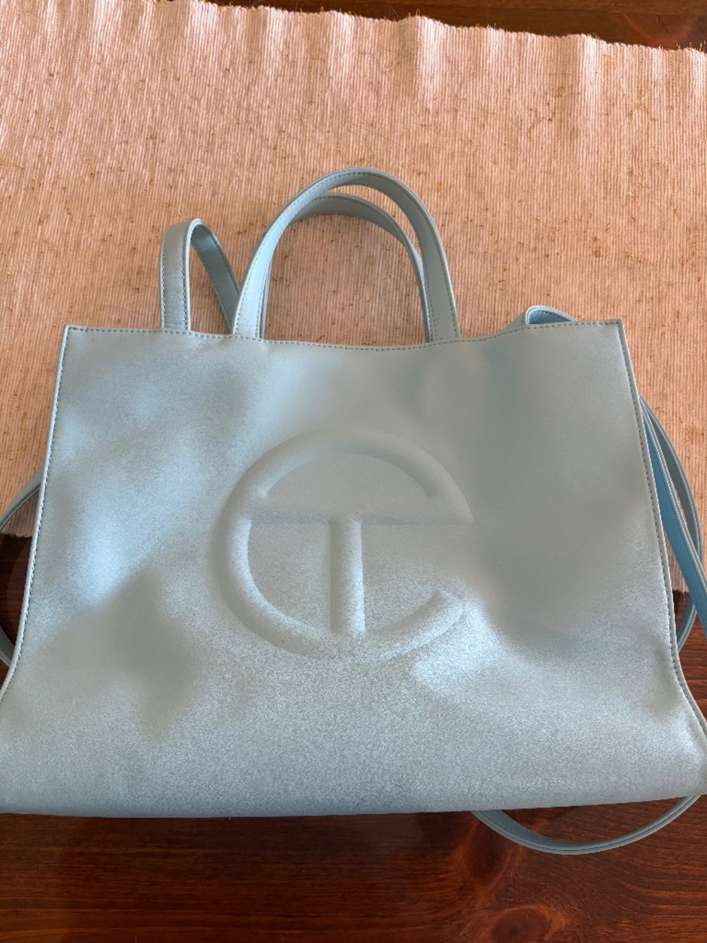 Authentic Telfar Medium Shopping Bag – Pool/Light Blue